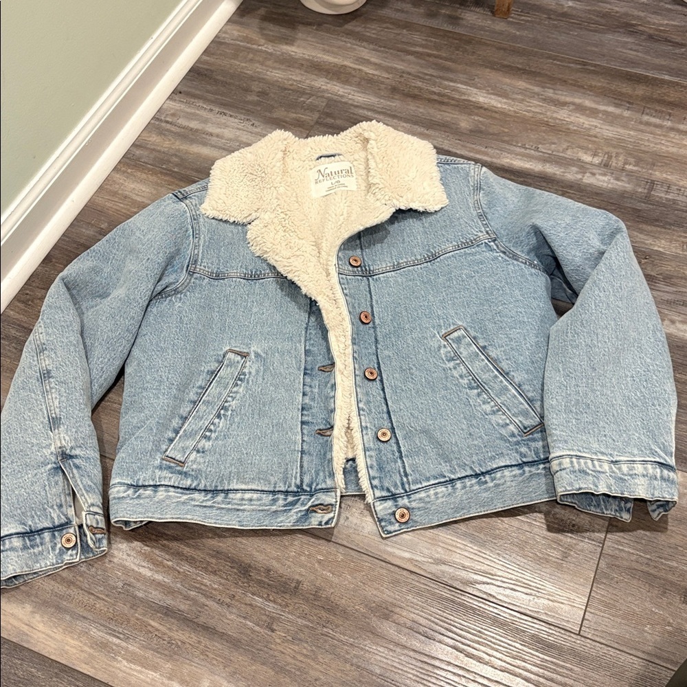 Natural Reflections Bass Pro Shops Sherpa Lined Denim Jean Trucker Jacket Large
